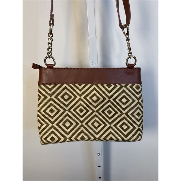 Spartina Daufuskie Island 449 Leather & Linen Geometric Design Purse MSRP$269 - Picture 9 of 10